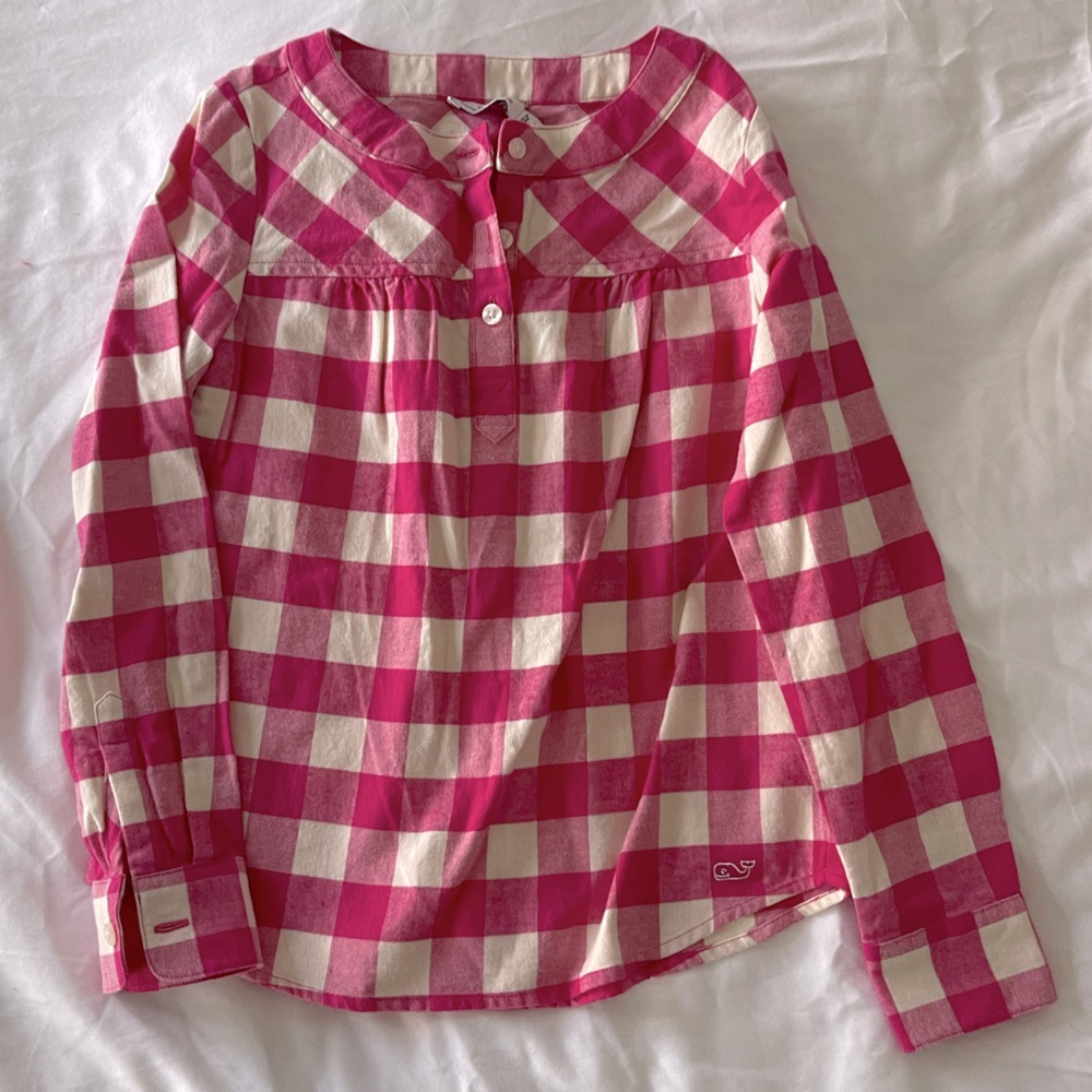 Vineyard Vines Girls Pink Buffalo Check Shirt